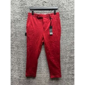 NWD Brian Dales High Rise Slim Fit Cotton Twill Cropped Pants Red Womens Size 46